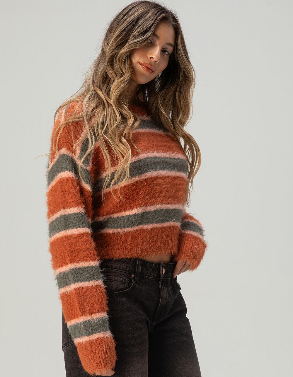 FULL TILT Fuzzy Striped Womens Sweater Product Image