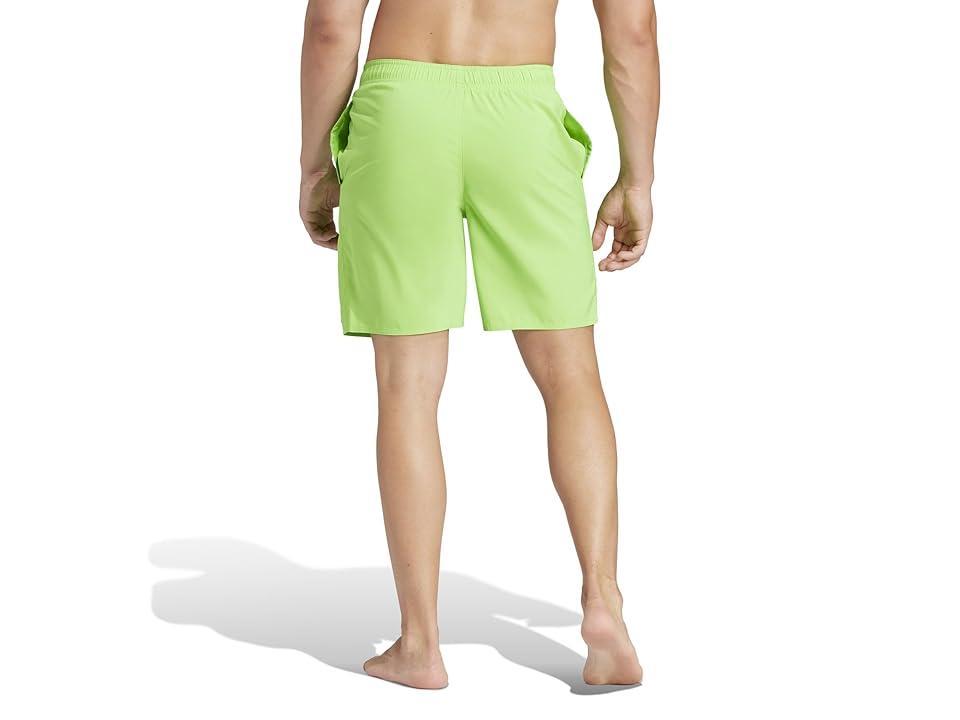 adidas Solid CLX Classic-Length Swim Shorts (Lucid Lime/White) Men's Swimwear Product Image