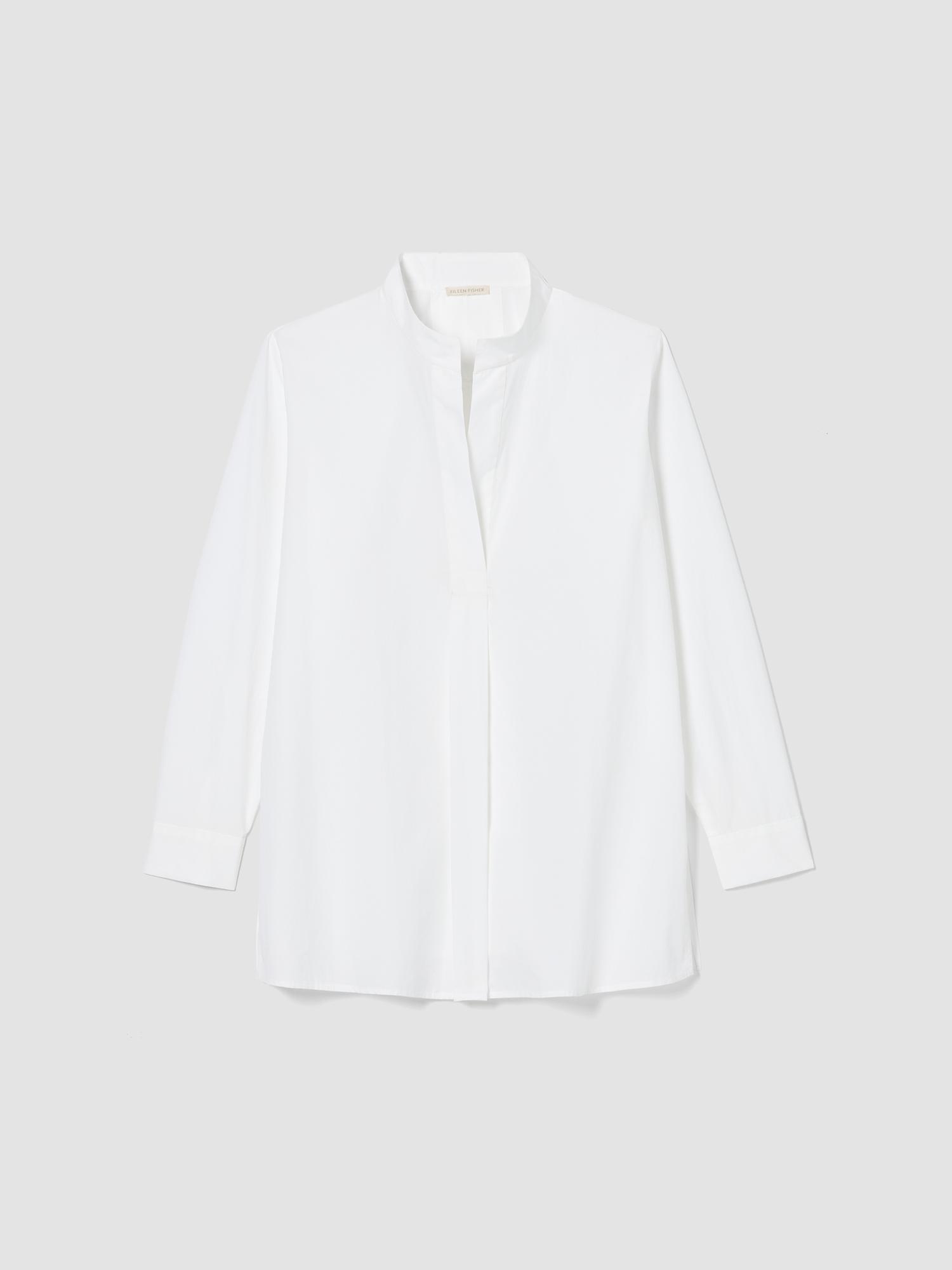 EILEEN FISHER Washed Organic Cotton Poplin Stand Collar Topfemale Product Image