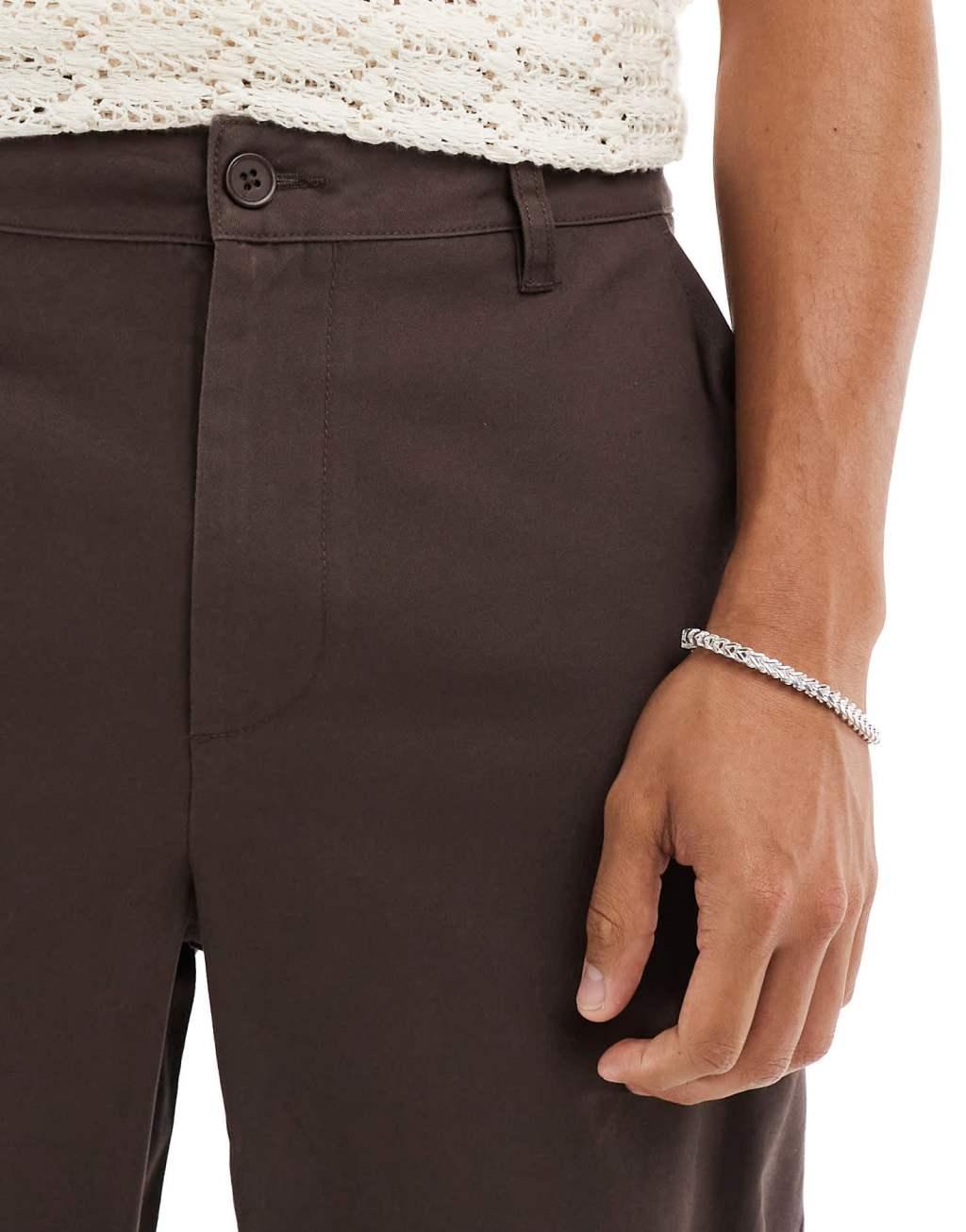 ASOS DESIGN baggy chino in brown Product Image