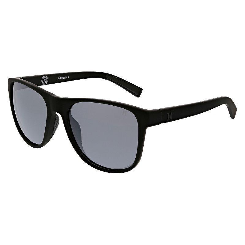 Mens Hurley Sun Zone 56mm Rounded Square Polarized Sunglasses, Black product image