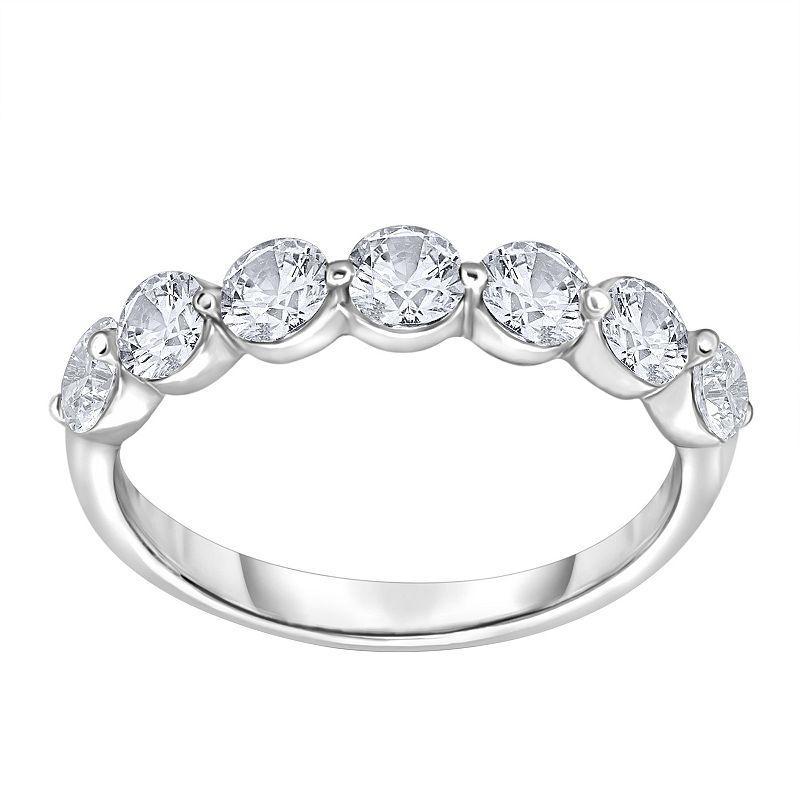 14k White Gold 1/2 Carat T.W. Diamond 7-Stone Wedding Ring, Womens Product Image