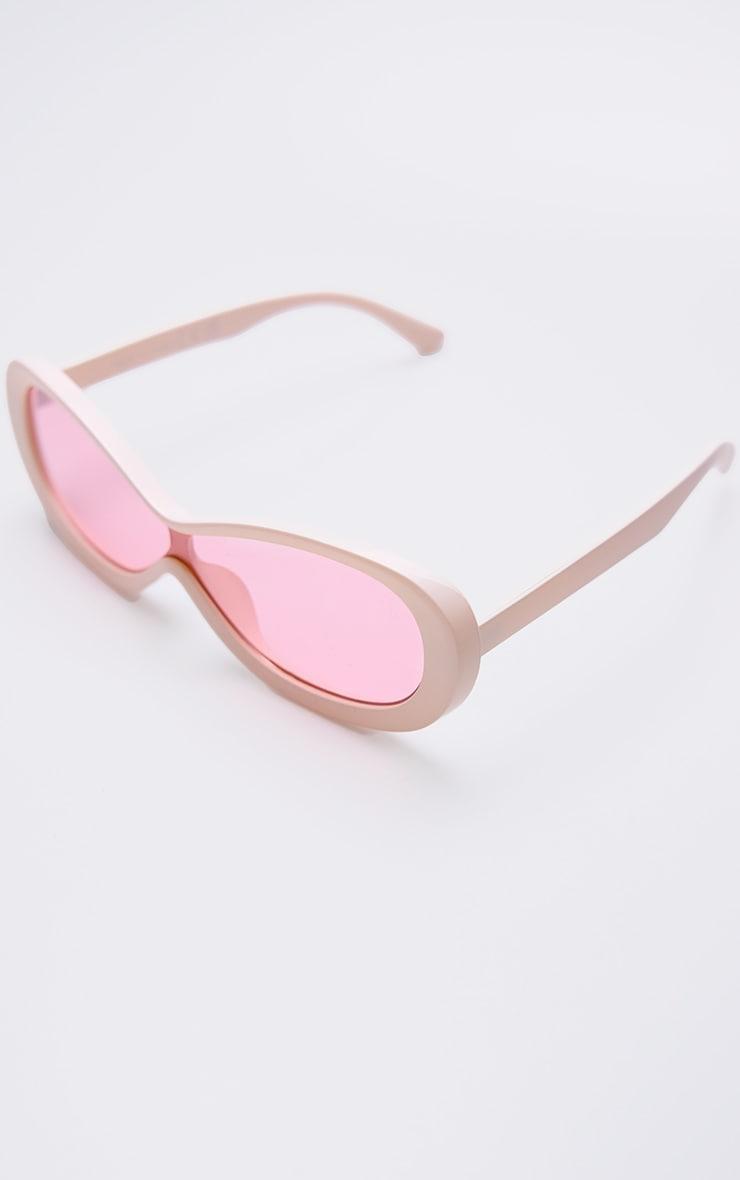 Pale Pink Retro Chunky Frame Sunglasses Product Image