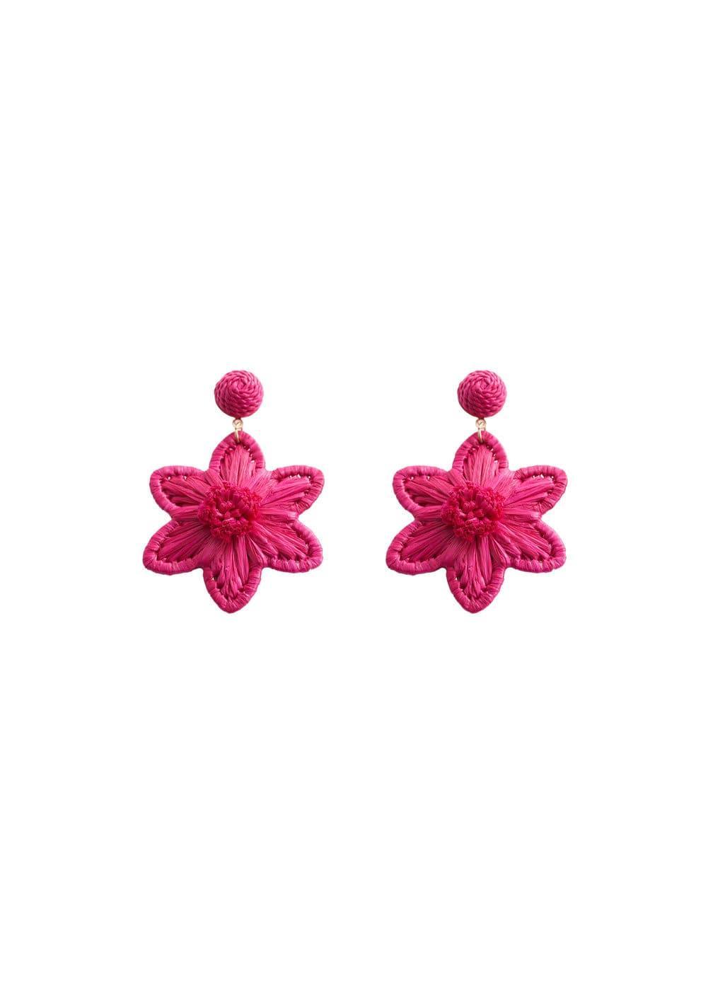 MANGO - Flowers raffia earrings - One size - Women Product Image