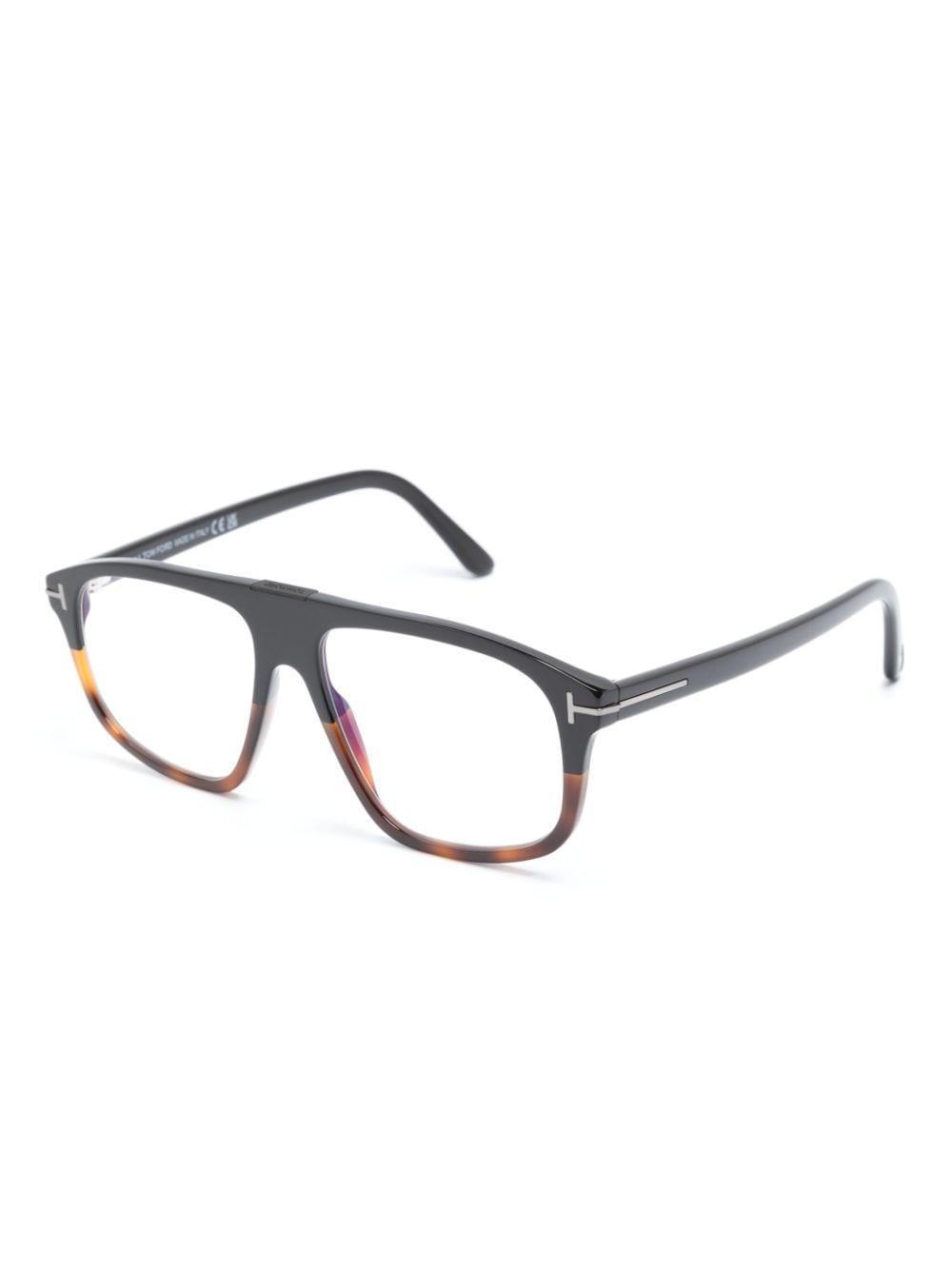 Oversize-frame Tortoiseshell-effect Glasses In Black Product Image