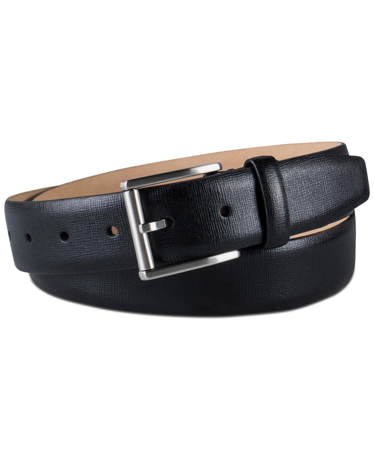 Men’s Textured Leather Roller Bar Buckle Belt Product Image