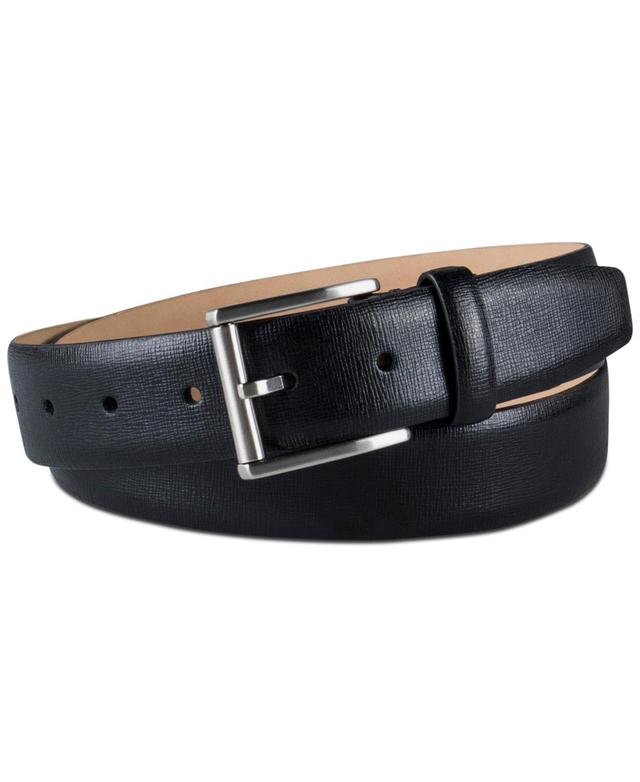 Calvin Klein Mens Textured Leather Roller Bar Buckle Belt Product Image