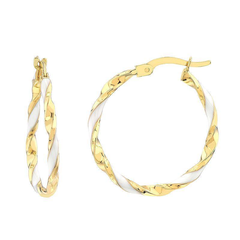 Color Romance 20 mm Enamel Twist Hoop Earrings, Womens, White Product Image