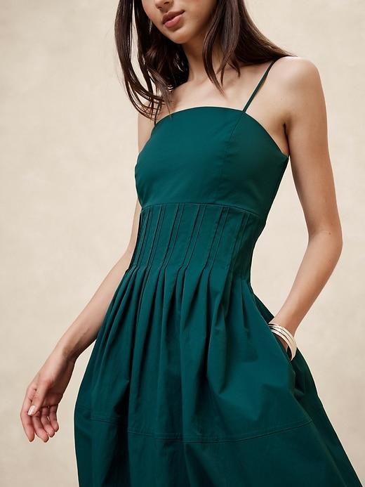 Pleated Taffeta Midi Dress Product Image