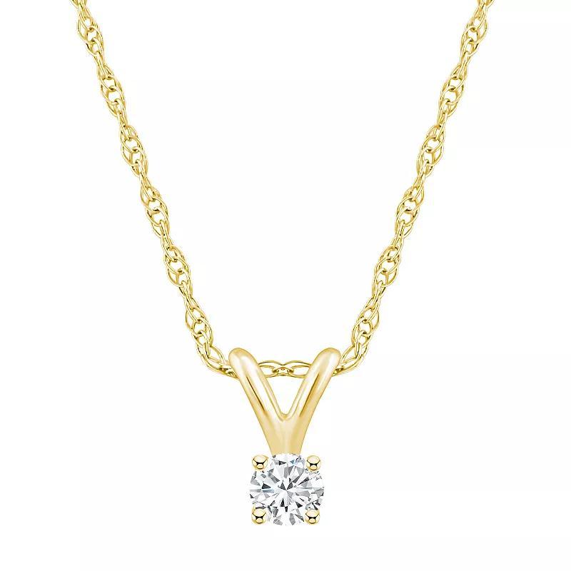 Celebration Gems 14k Gold 1/10 Carat T.W. Diamond Solitaire Pendant Necklace, Womens Product Image