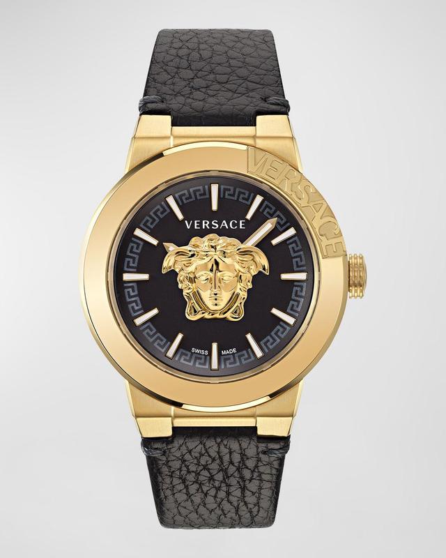 Mens Medusa Infinite IP Yellow Gold & Leather Watch/45MM Product Image