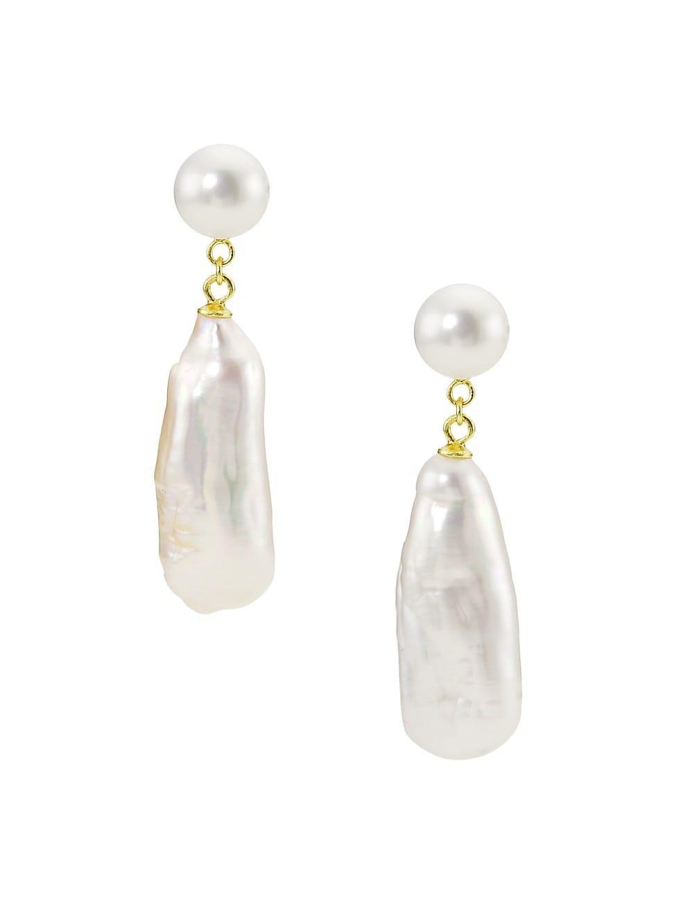 Womens Romy 14K Gold-Plated & Freshwater Pearl Drop Earrings Product Image