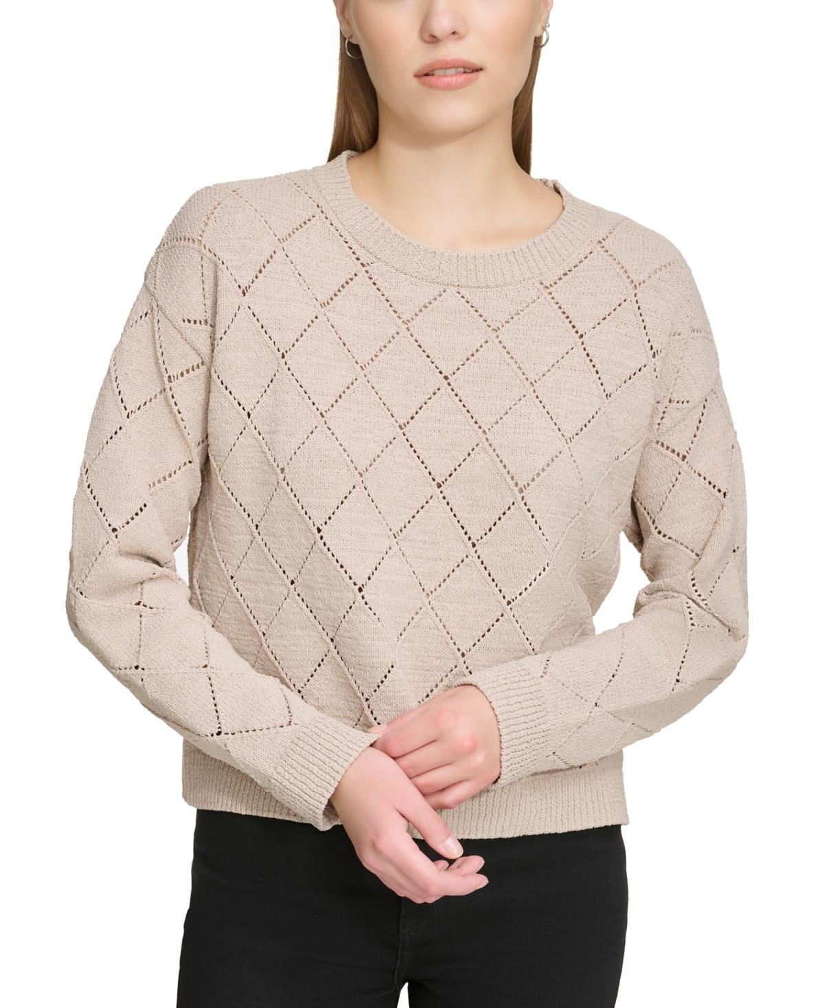 Dkny Jeans Womens Diamond-Shaped Pointelle Sweater Product Image