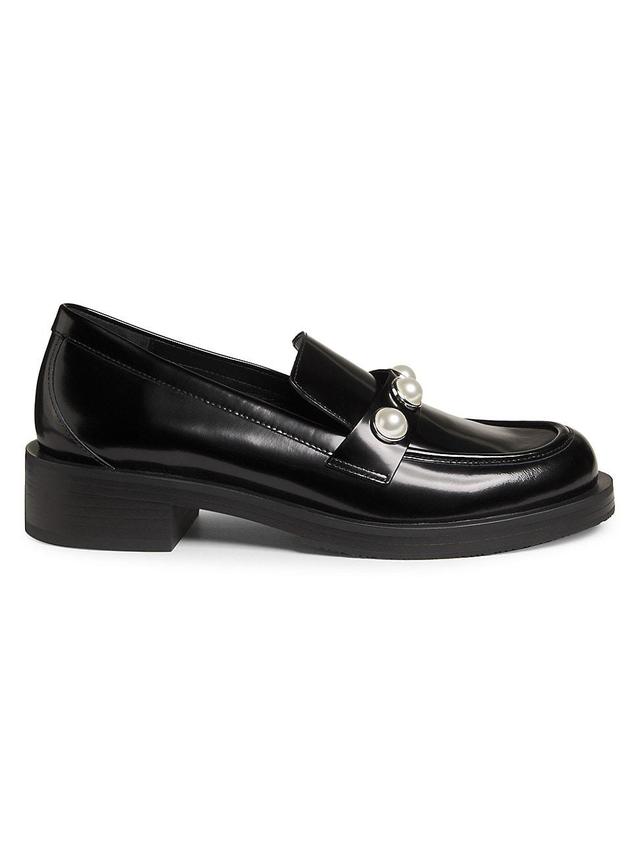 Portia Leather Pearly Slip-On Loafers Product Image