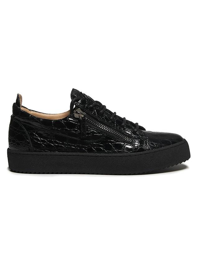 Mens Embossed-Leather Sneakers Product Image