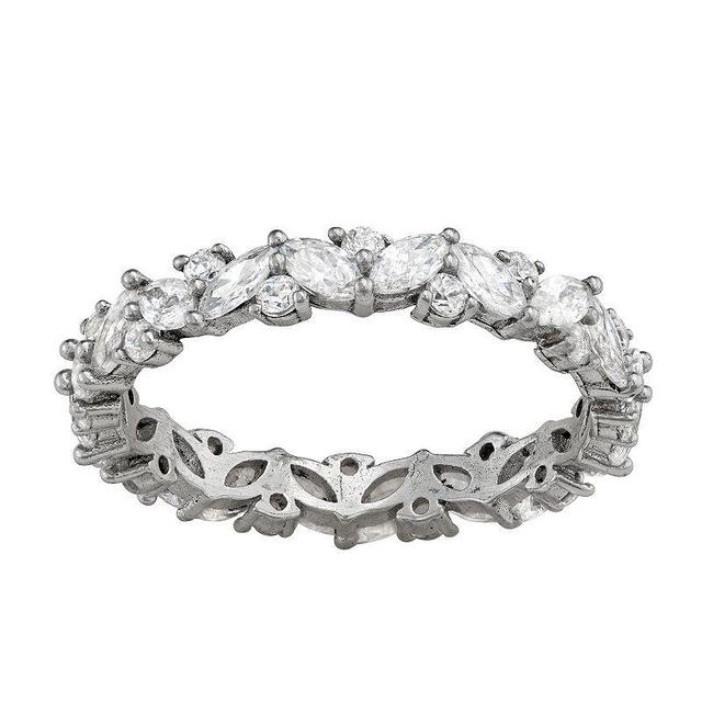 Contessa Di Capri Sterling Silver Cubic Zirconia Round Eternity Ring, Womens Product Image