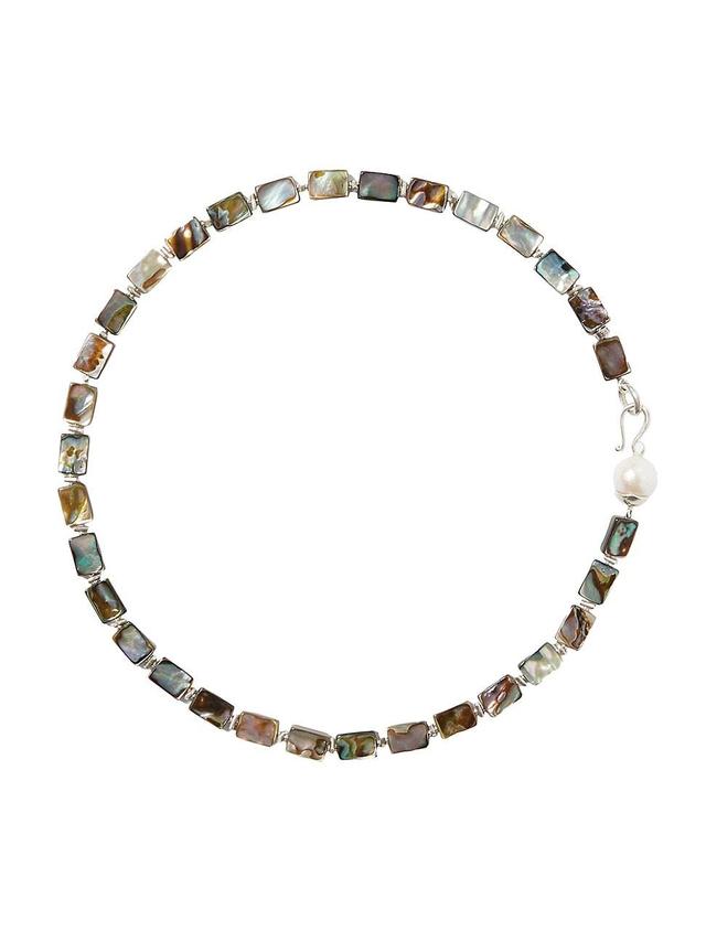 Womens Sterling Silver, Abalone & Freshwater Pearl Necklace Product Image