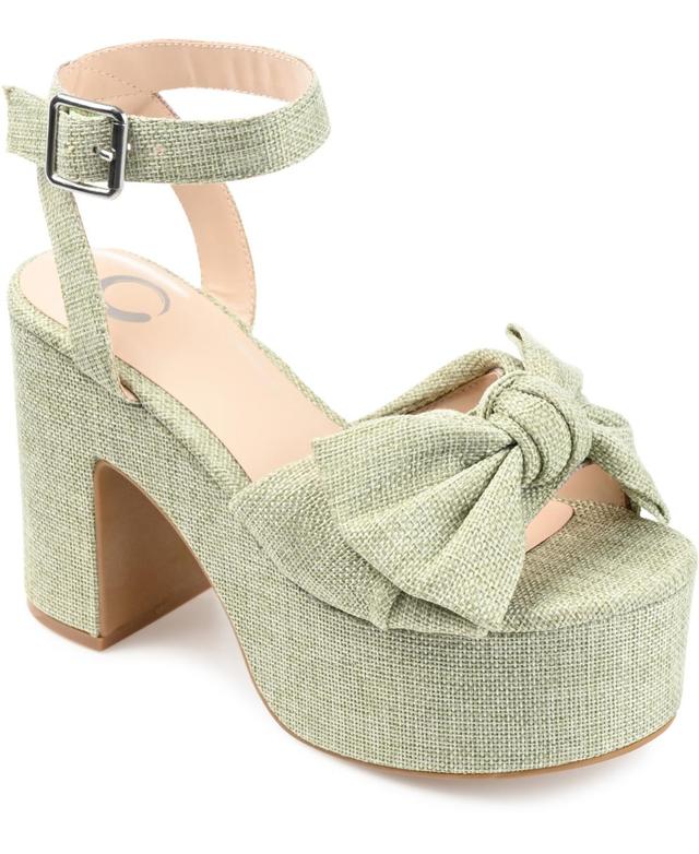 Journee Collection Zenni Womens Tru Comfort Foam Bow Block Heel Sandals Green Product Image