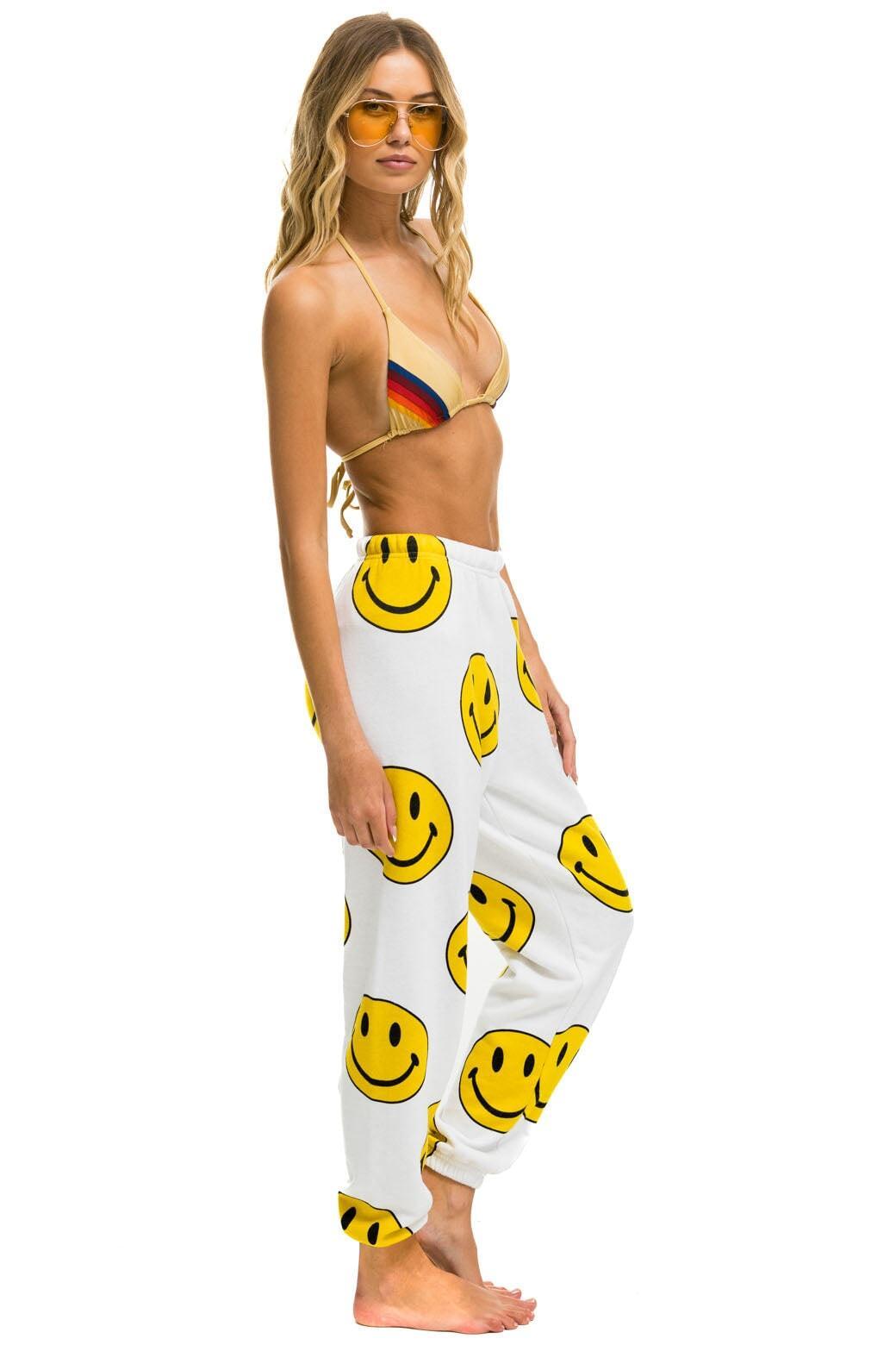 SMILEY REPEAT SWEATPANTS - WHITE Female Product Image