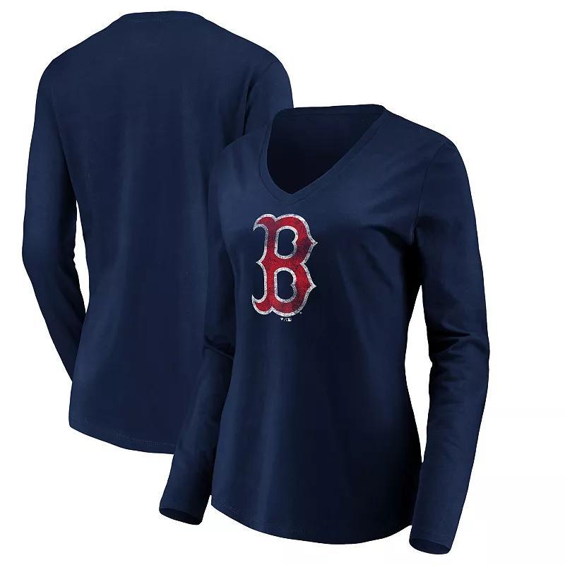 Womens Fanatics Branded Boston Red Sox Core Distressed Team Long Sleeve T-Shirt Blue Product Image