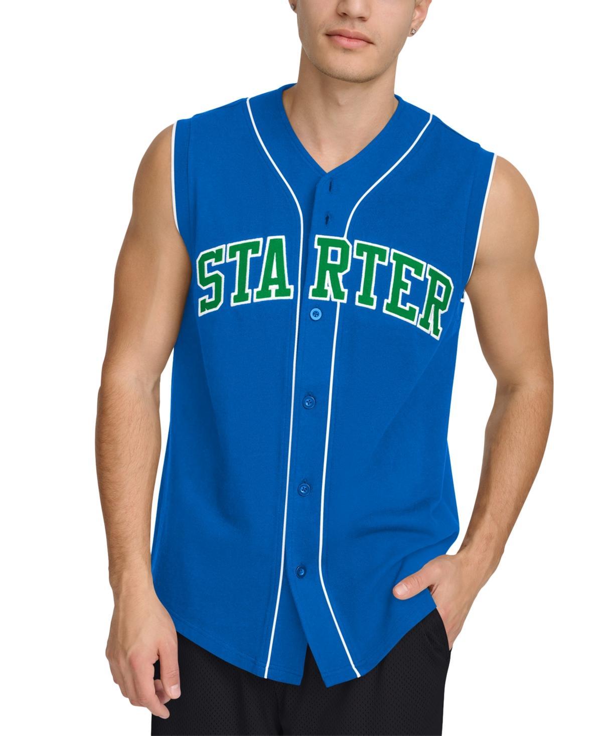 Starter Mens Regular-Fit Logo Embroidered Sleeveless Button-Down Baseball Jersey Product Image