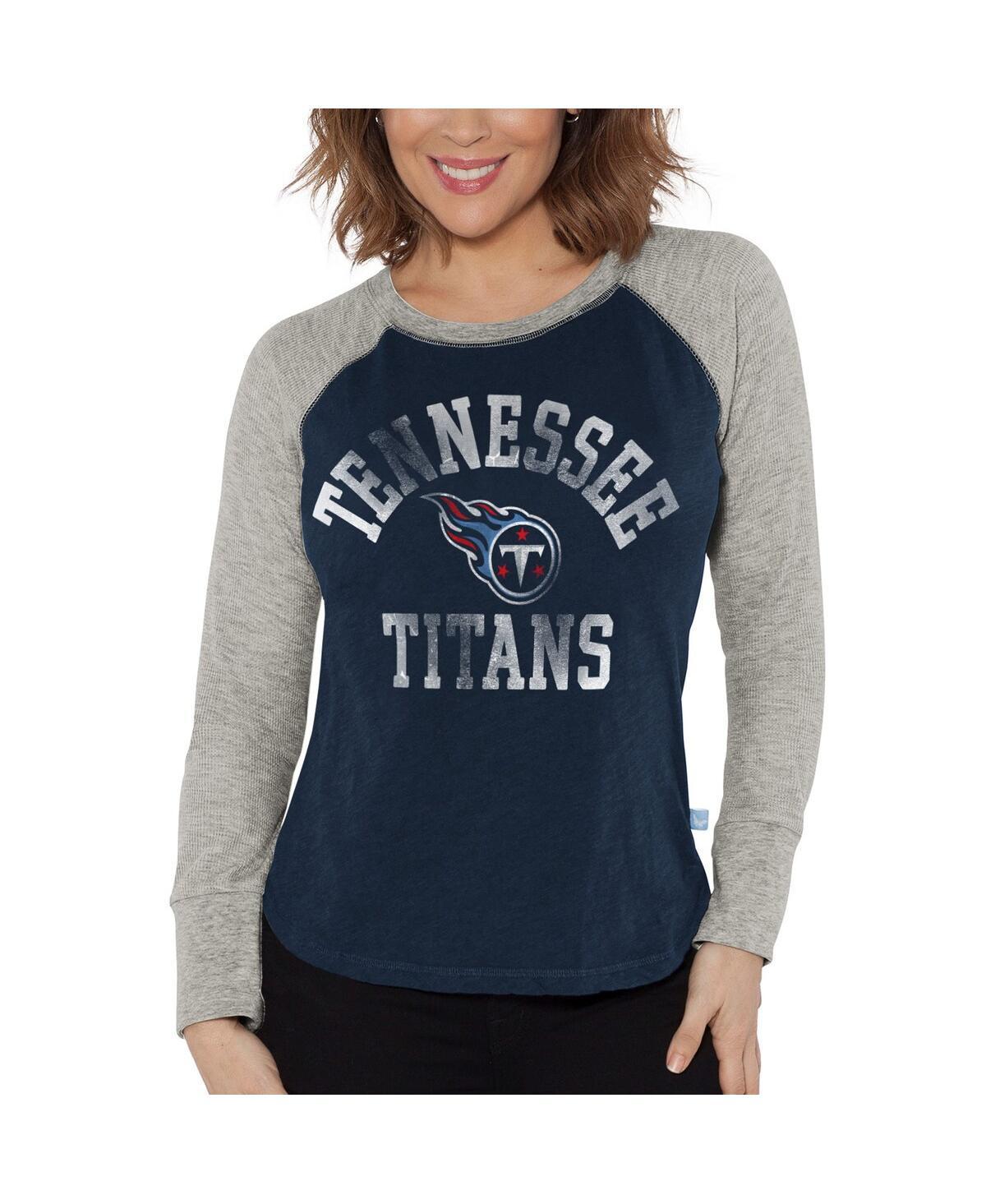 Womens G-iii 4Her by Carl Banks Navy Distressed Tennessee Titans Waffle Knit Raglan Long Sleeve T-shirt - Navy Product Image