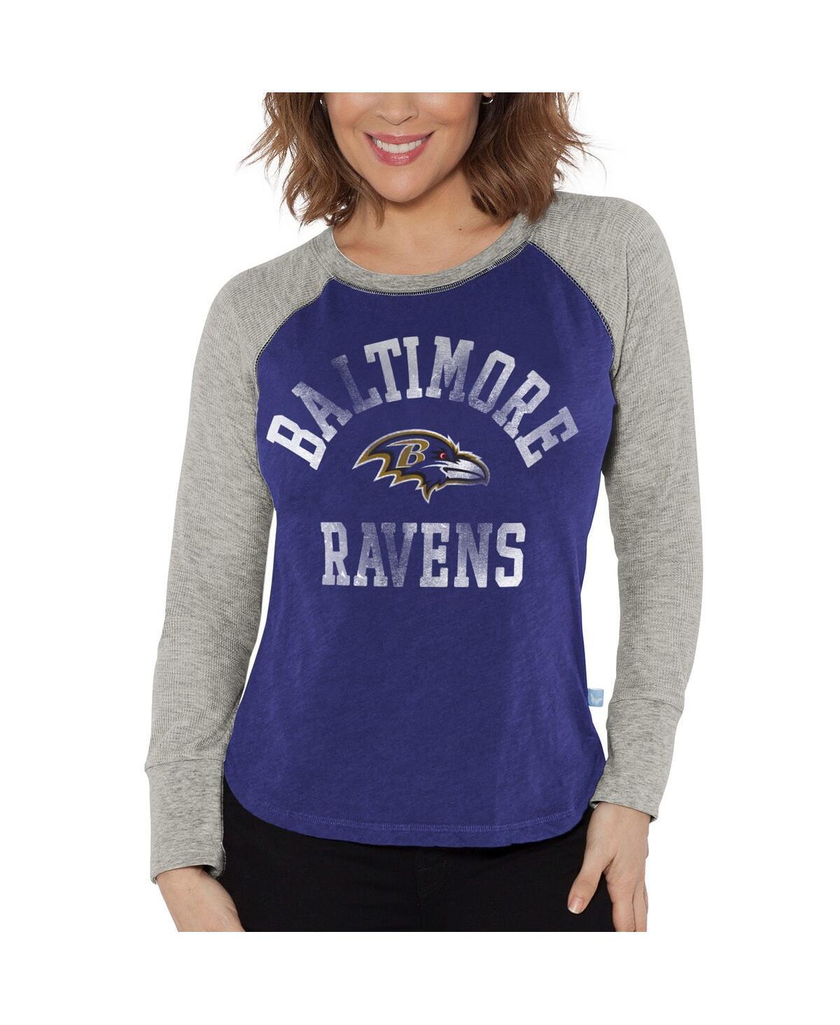 Womens G-III 4Her by Carl Banks /Heather Gray Baltimore Ravens Waffle Knit Raglan Long Sleeve T-Shirt Product Image