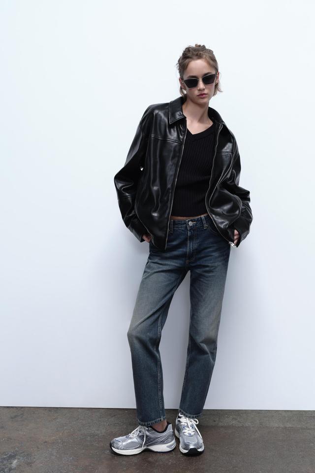 EXTRA LONG MID-RISE TRF STRAIGHT LEG METALLIC JEANS Product Image