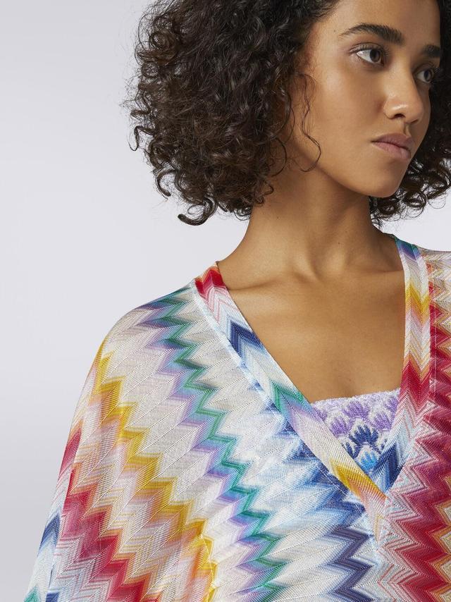 Short cover up kaftan in zigzag viscose with lurex Multicoloured | Missoni Product Image