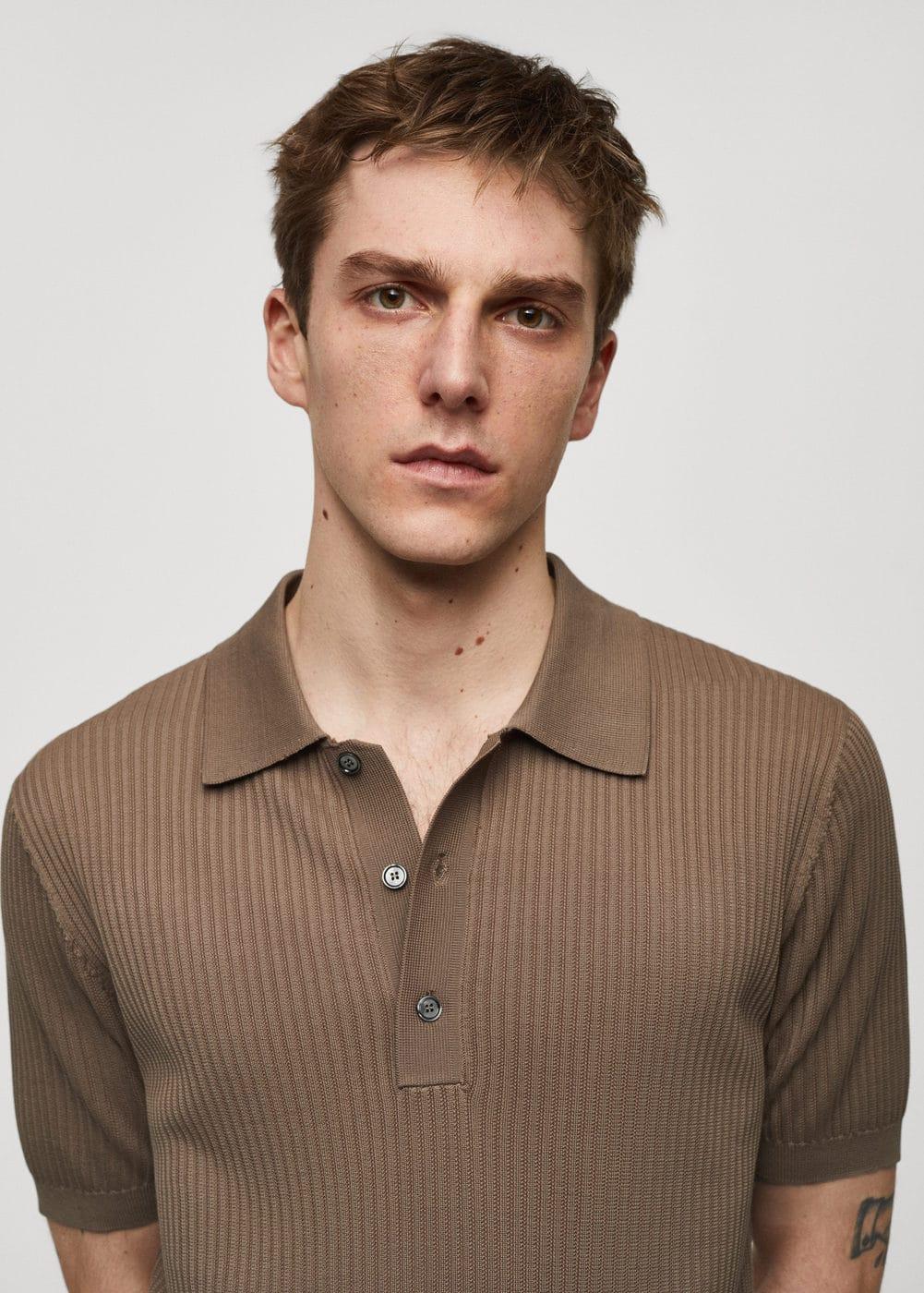 MANGO MAN - Knit cotton polo shirt dark greenMen Product Image