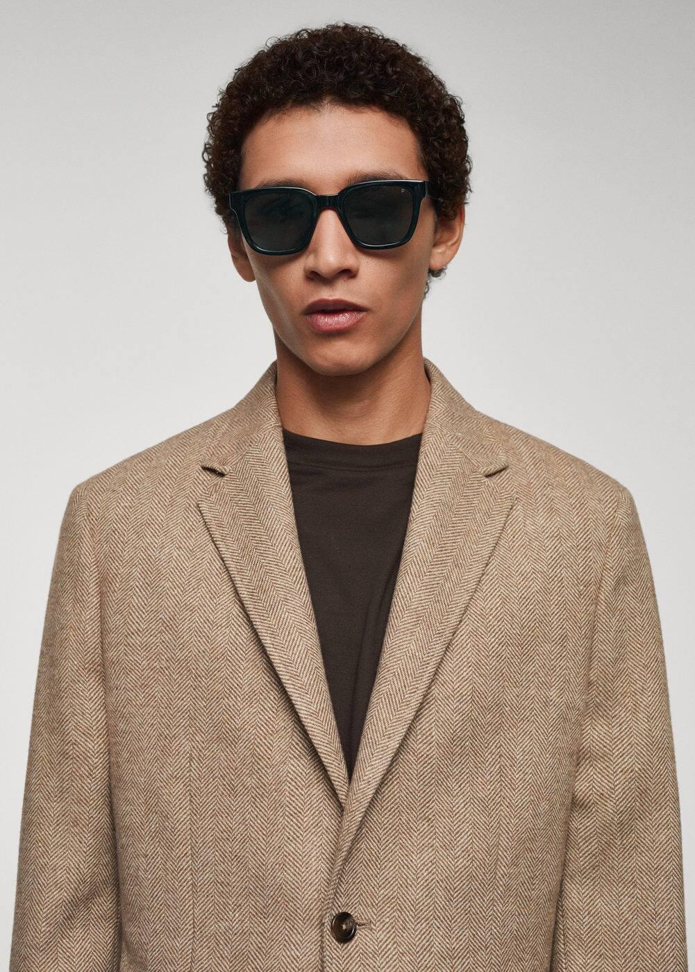 Mango Mens Slim-Fit Herringbone Wool Suit Jacket Product Image