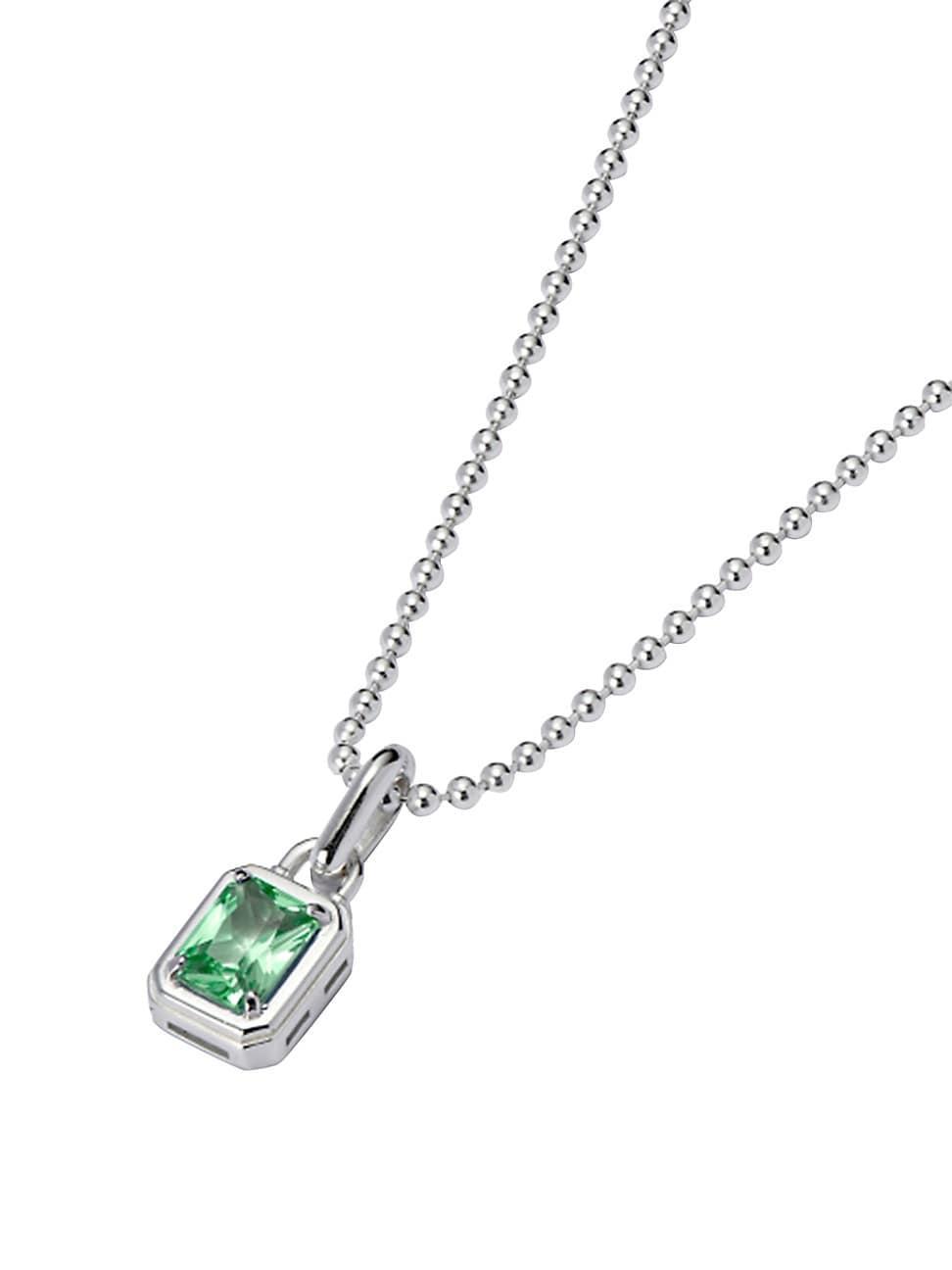 Mens Sterling Silver & Cubic Zirconia Mini Solitaire Pendant Product Image