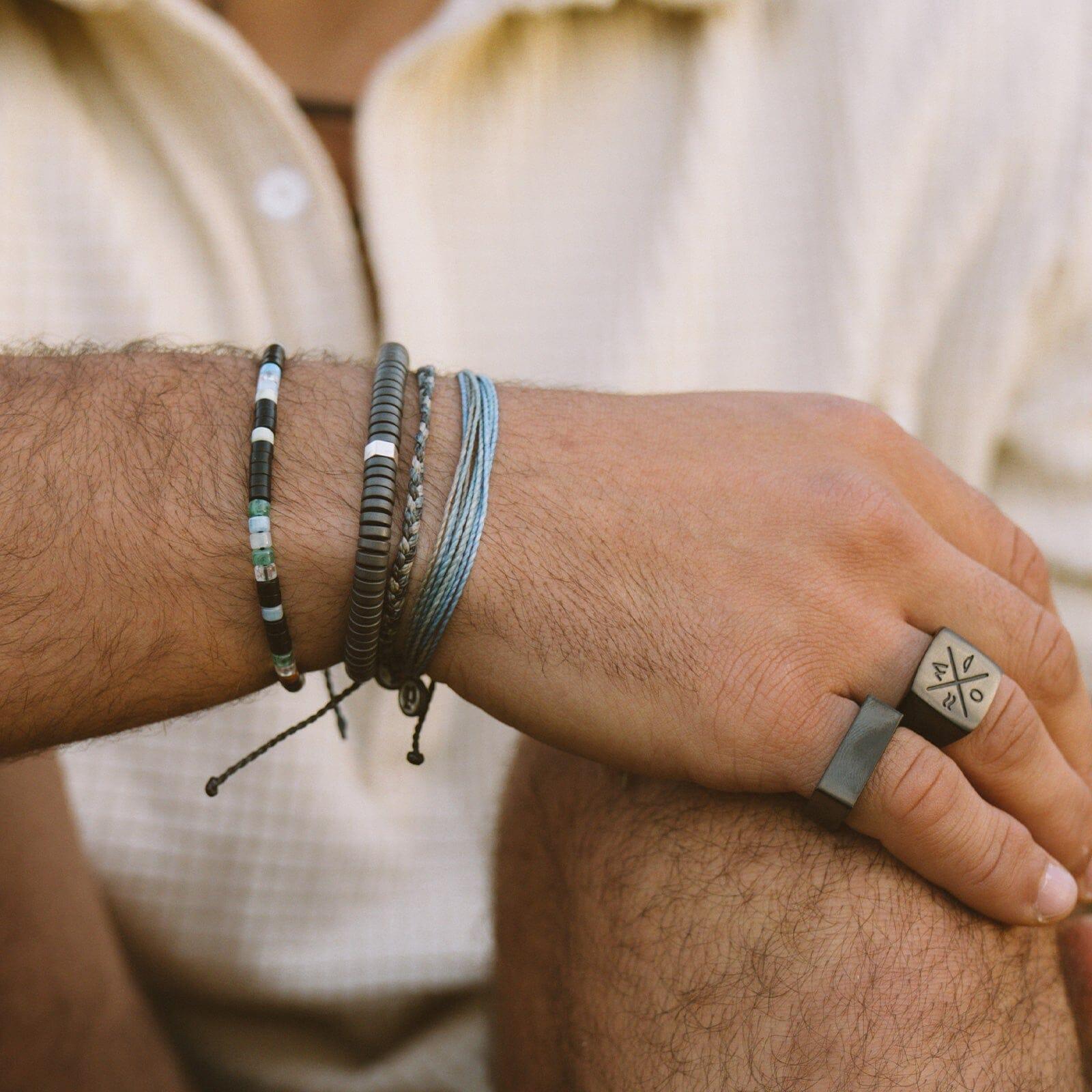 Men's Coated Hematite Stretch Bracelet Product Image