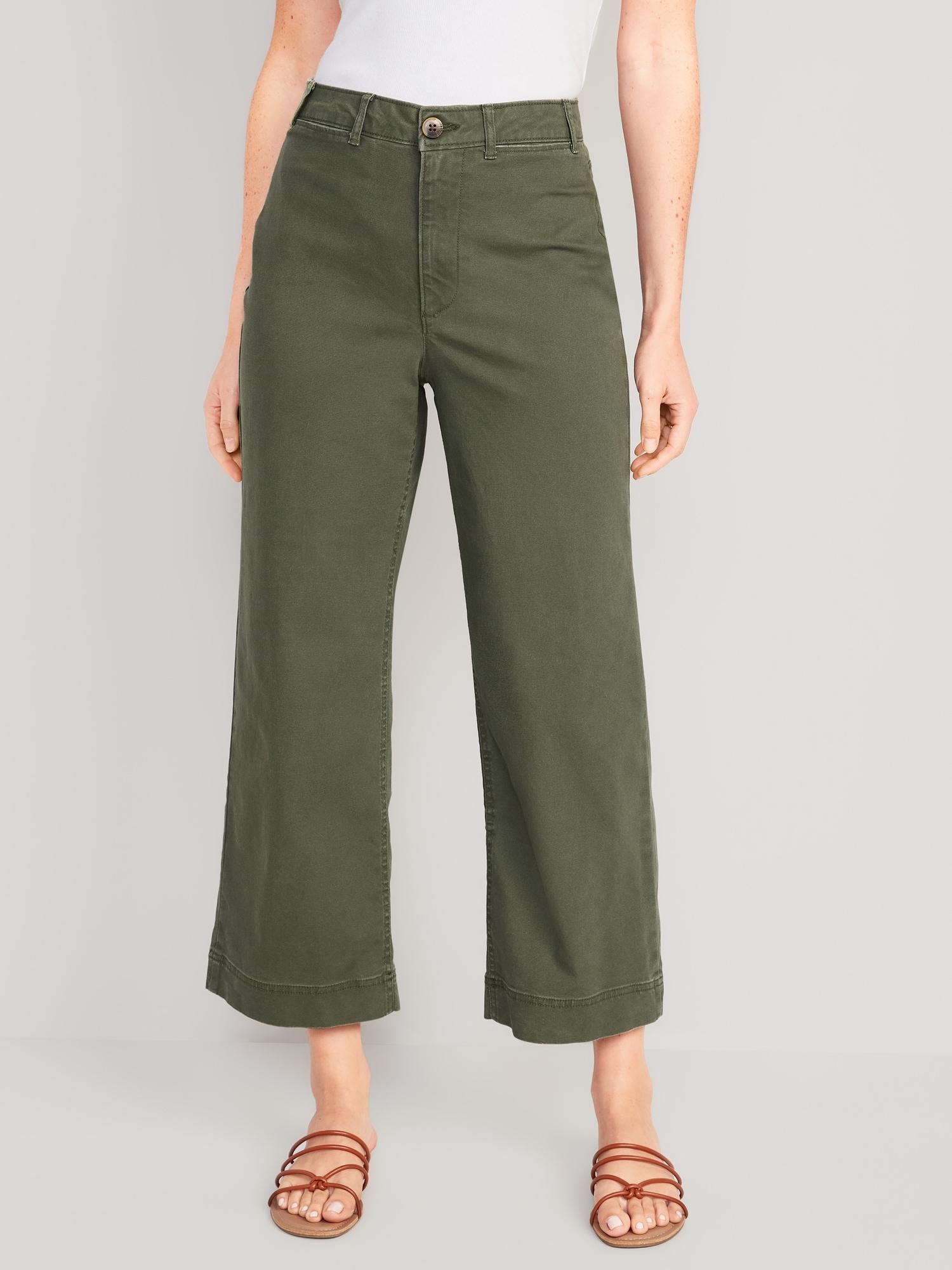 High-Waisted Crop Chino Wide-Leg Pants Product Image