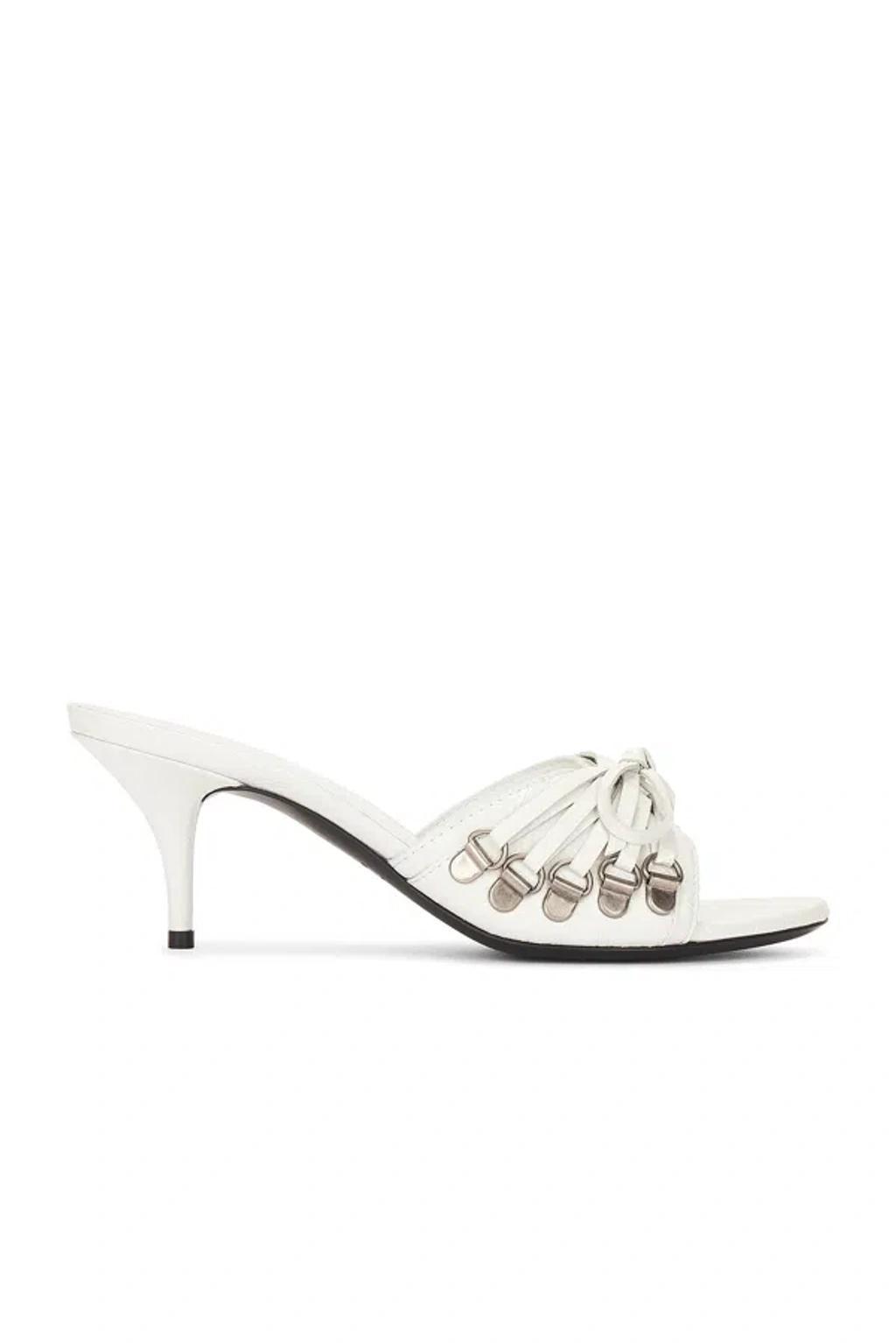 BALENCIAGA Cagole Leather Corset Sandals In White Product Image