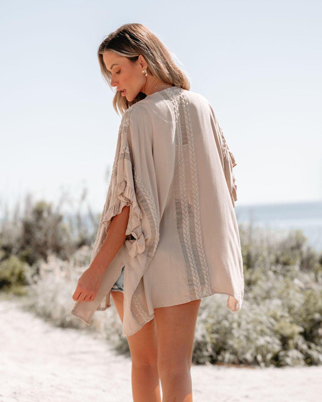 Latte Open Front Textured Kimono Product Image