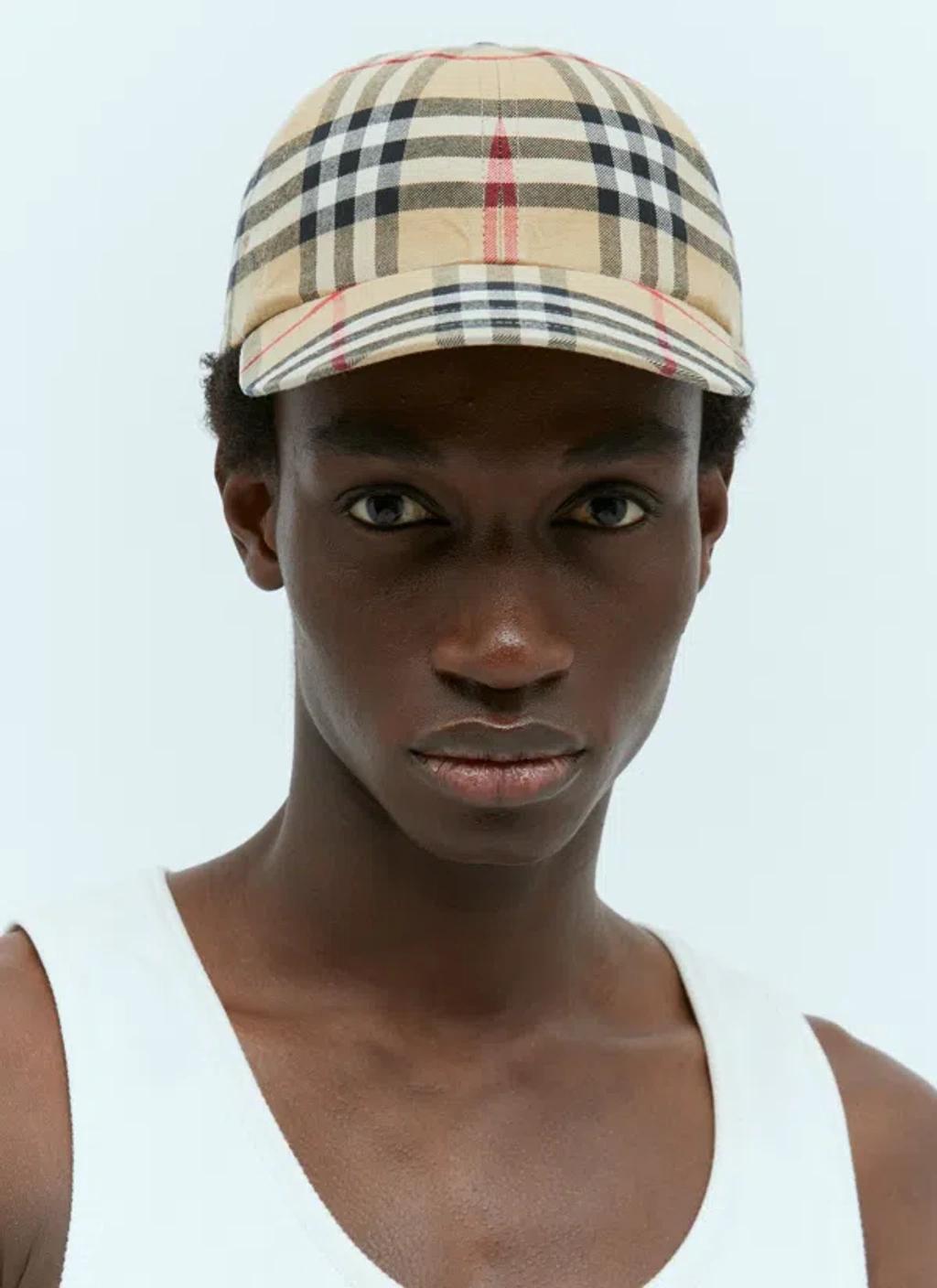 BURBERRY Archive Check Baseball Cap In Cream Product Image