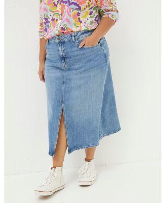 FatFace Womens Plus Size Carla Denim Midi Skirt Product Image