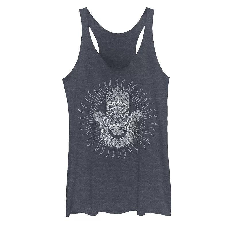 Juniors Hamsa Moon Sun Geometric Design Graphic Tank Top, Girls Blue Product Image