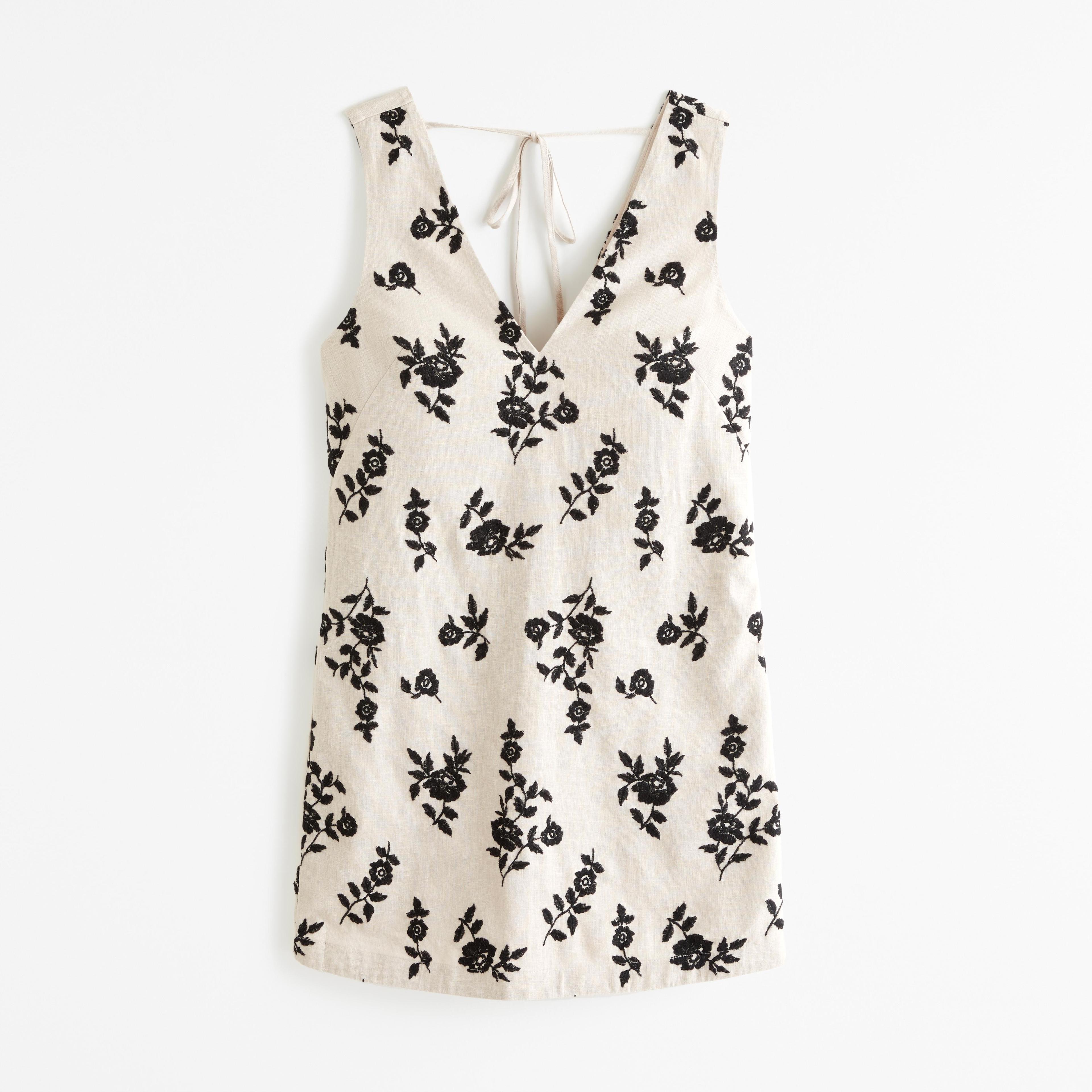 Embroidered Linen-Blend Mini Dress Product Image