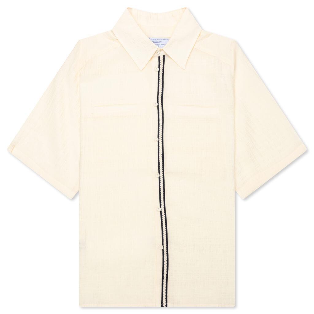 Weave Trim Button Up Shirt - Cream Male Product Image