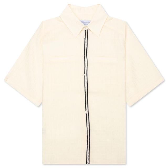 Weave Trim Button Up Shirt - Cream Male Product Image