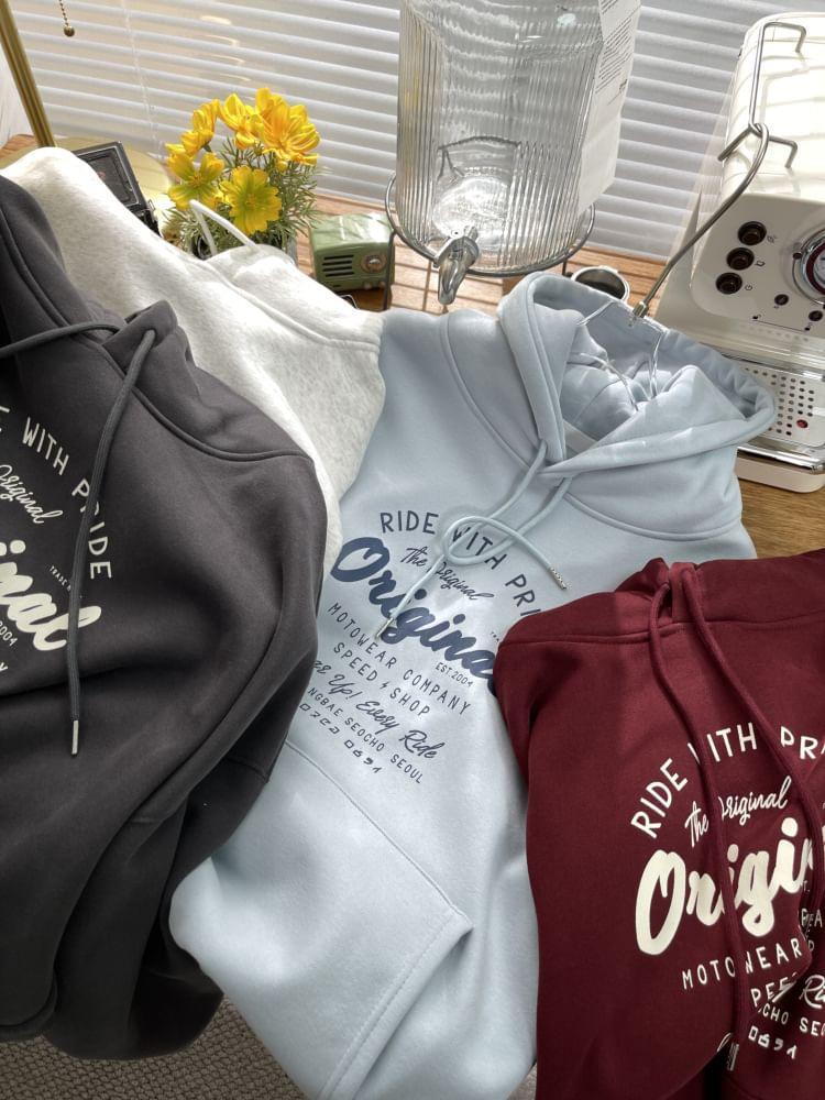 Lettering Print Drawstring Hoodie Product Image