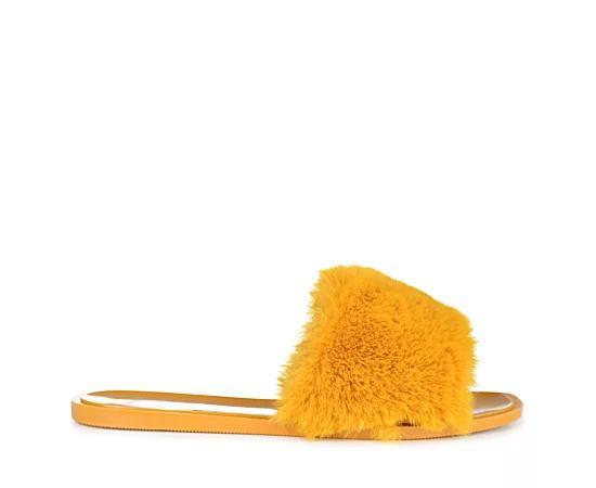 Journee Collection Womens Dusk Faux Fur Band Slide Sandals Product Image