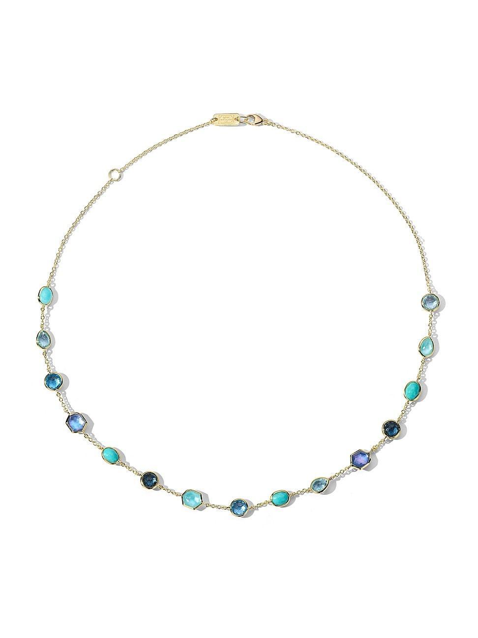 Ippolita 18K Yellow Gold Rock Candy Multi Blue Stone Waterfall Collar Necklace, 18 Product Image