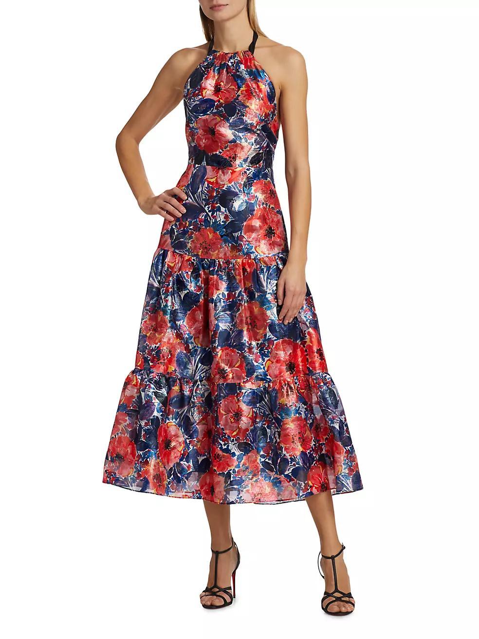 Hayden Poppy Jacquard Midi-Dress Product Image