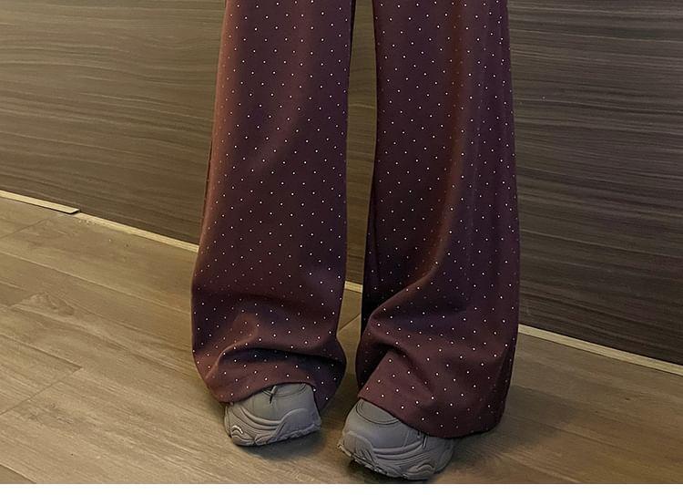 Low Rise Dotted Wide Leg Pants Product Image