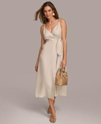 Donna Karan Womens Linen-Blend A-Line Dress Product Image