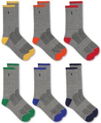 Polo Ralph Lauren Mens 6-Pk. Performance Tipped Color Heel Toe Crew Socks Product Image