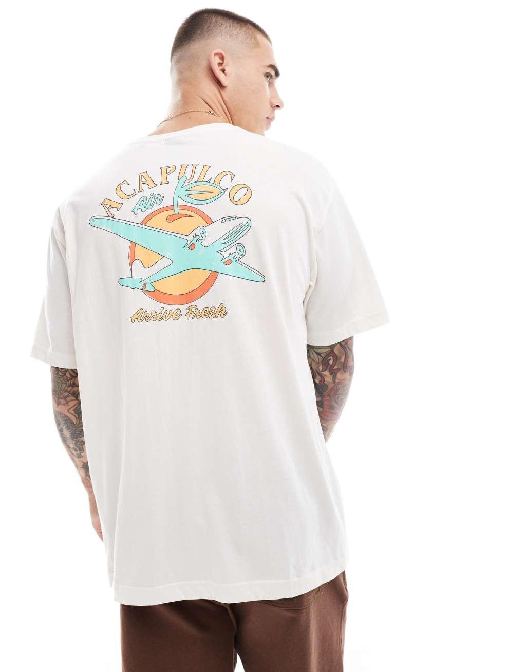 ONLY & SONS relaxed fit t-shirt with Acapulco back print in off white Product Image